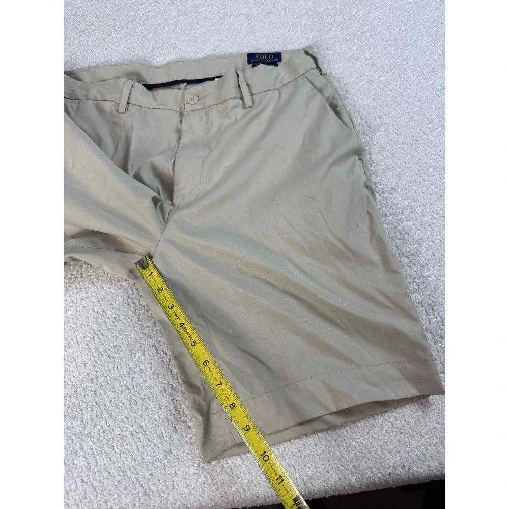 Polo Ralph Lauren Men Performance Stretch Mid Rise Zip Fly Beige Chino Shorts 34